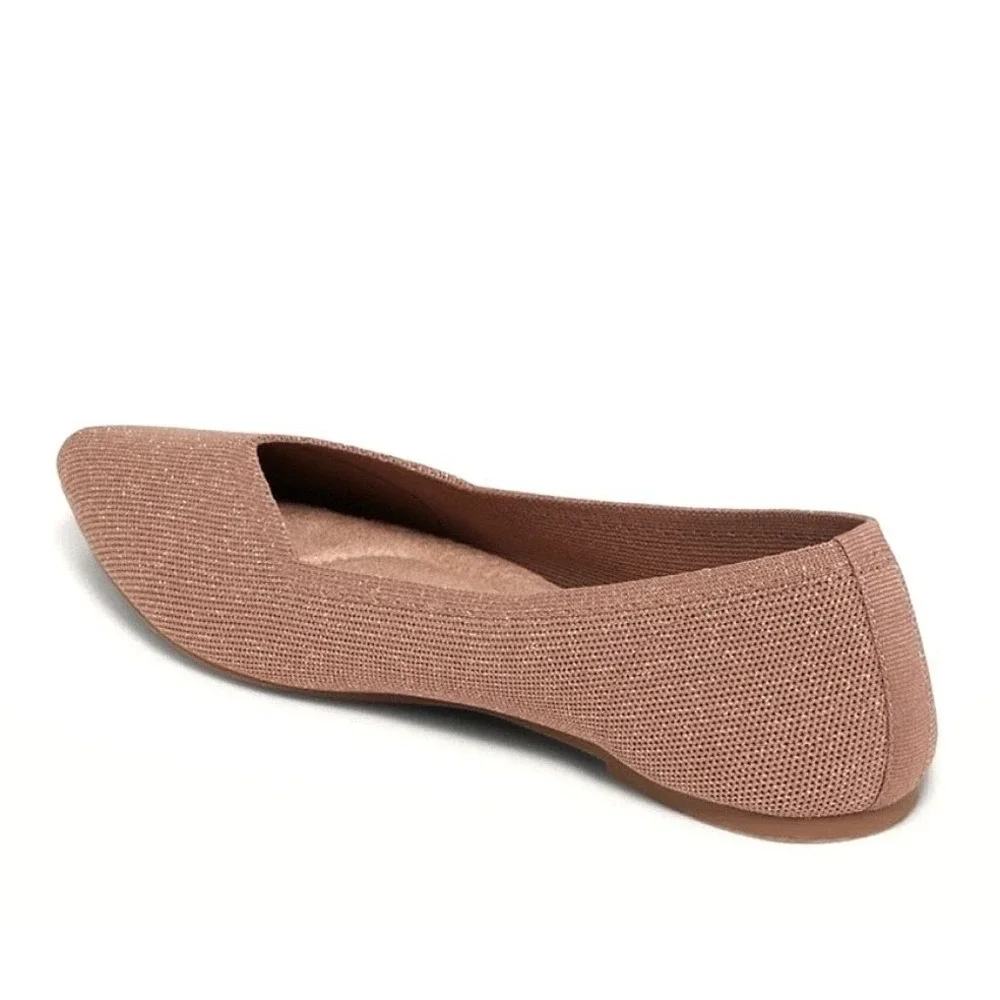 NWT Old Navy Textured Knit Pointy Toe Ballet Flats in Cocoa Fawn Metallic Size 8 - Picture 12 of 13